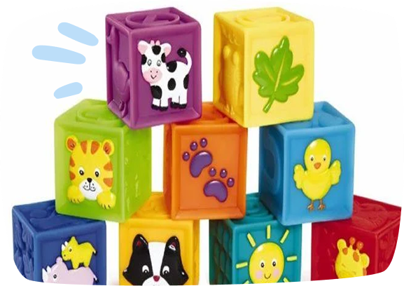 regali bambino 1 anno cubi plastica con animali