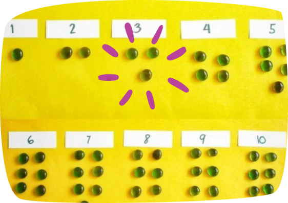 montessori numeri da 1 a10 con sotto biglie