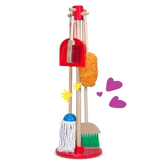 kit pulizia giocattolo con scopa spazzolone e paletta