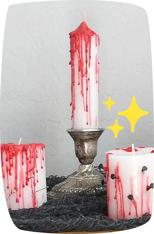 lavoretti halloween candele con colore rosso che cola