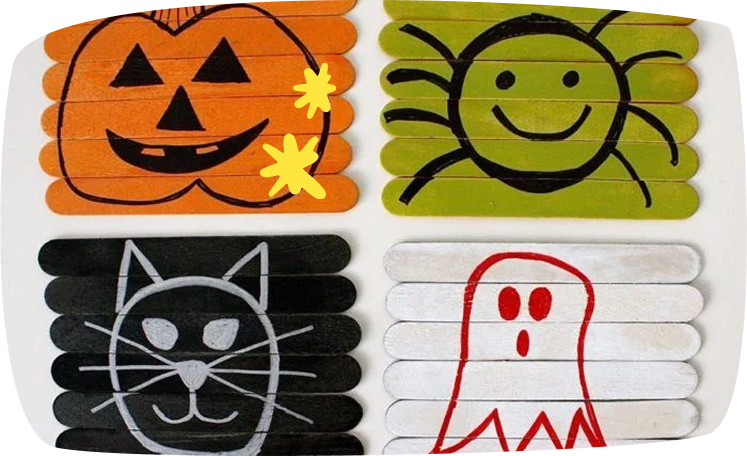 disegni di halloween su stecchi di legno