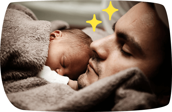 primo piano papà e bambino che dormono