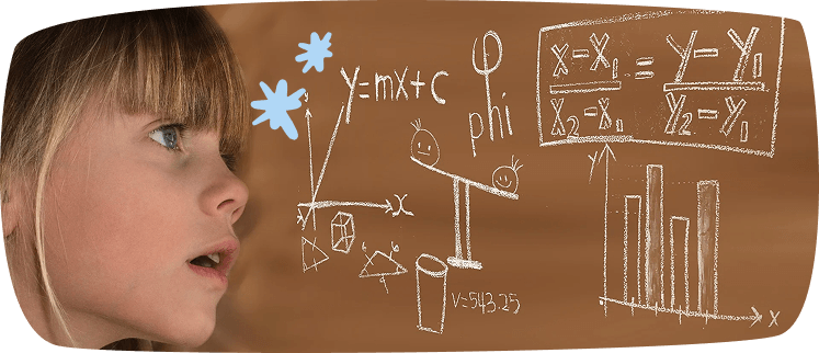 bambina sfondo simboli matematici