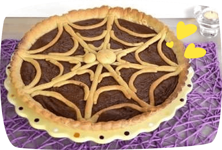 crostata al cioccolato con ragnatela di pastafrolla