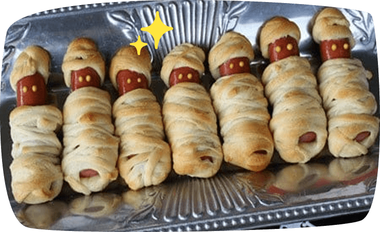 wurstel arrotolati in pastasfoglia come mummie
