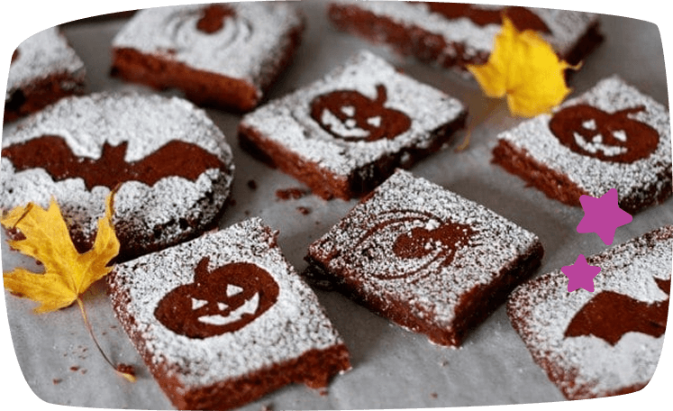 merenda halloween brownies con immagini di halloween
