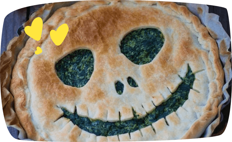torta salata con viso da mostro
