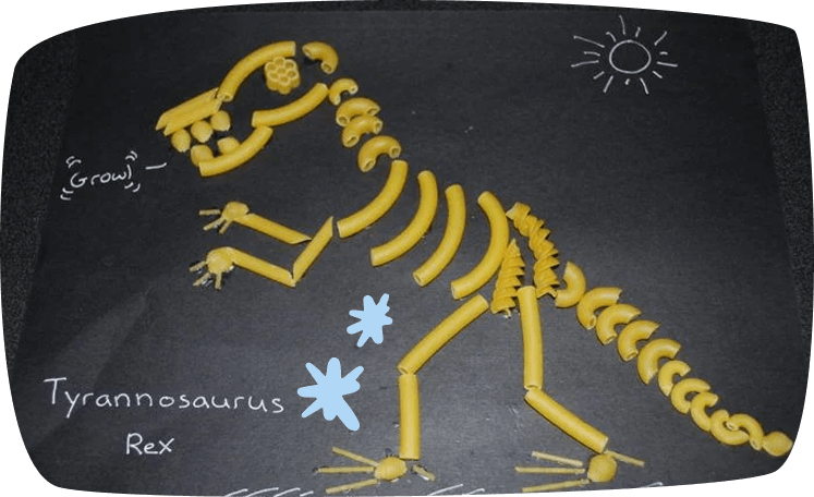 scheletro di dinosauro con pasta secca lavoretti