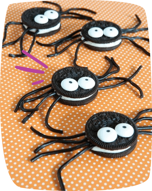 ragni con oreo e filetti di liquirisia