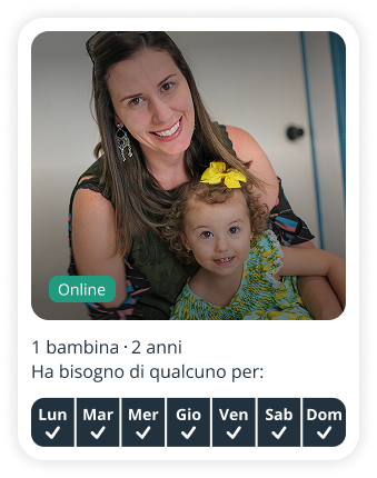 Profilo di genitore su Sitly in cerca di babysitter per una bambina di 2 anni