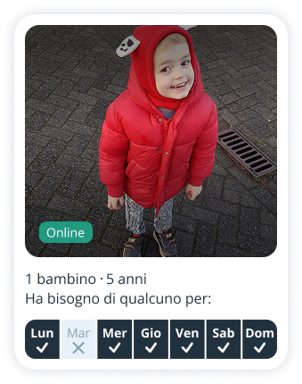 Profilo di genitore su Sitly in cerca di babysitter per un bambino di 5 anni